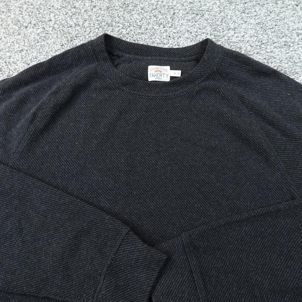 Faherty Sweater Mens M Black Knit Crewneck Pullover Sweatshirt Organic Cotton
